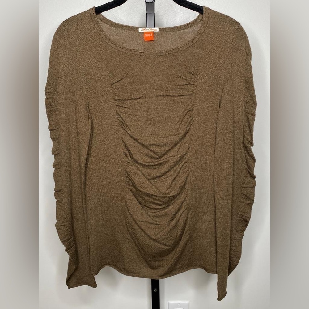 Hugo Boss by Boss Orange Women Crew Neck Ribbed Sweater in Merino Wool